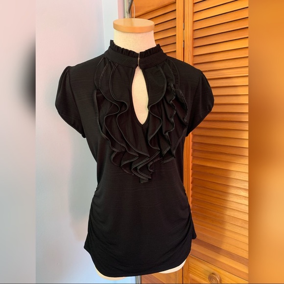 Ruffled Sleeveless Top in Black